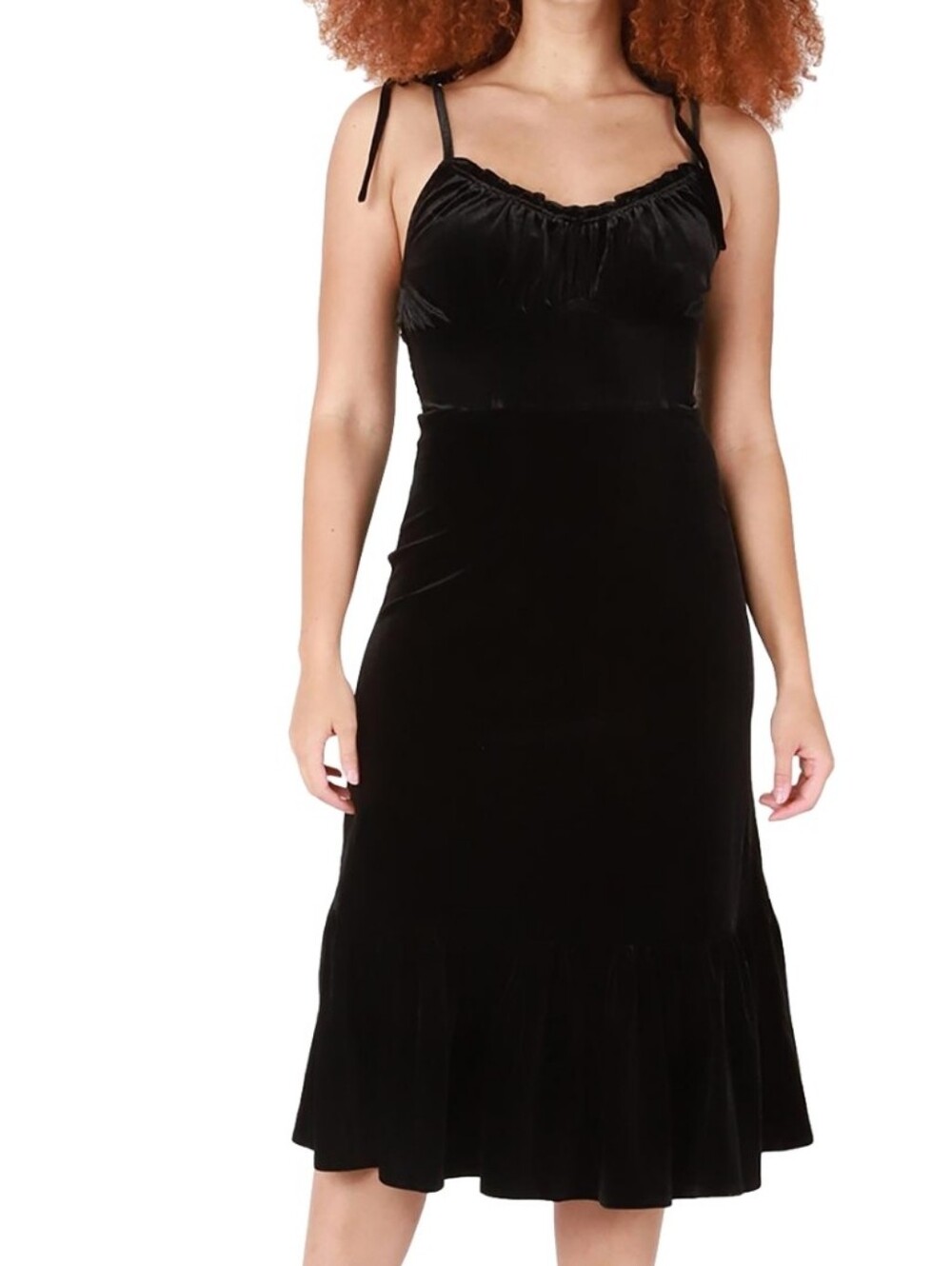 BLACK TAPE Womens Black‎ Unlined Tie Spaghetti Strap Midi Fit + Flare Dress S